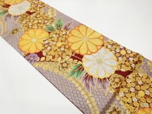 菊唐草に桔梗模様織出し袋帯